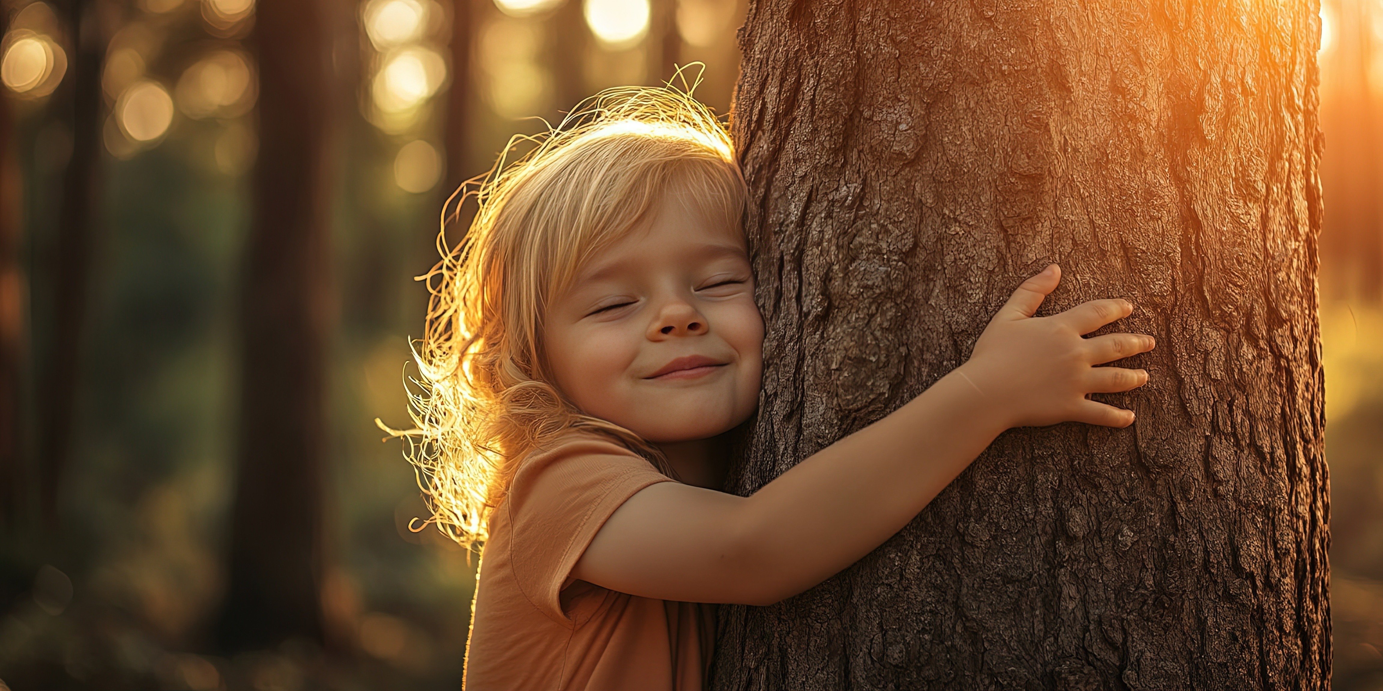 A girl hugging a tree